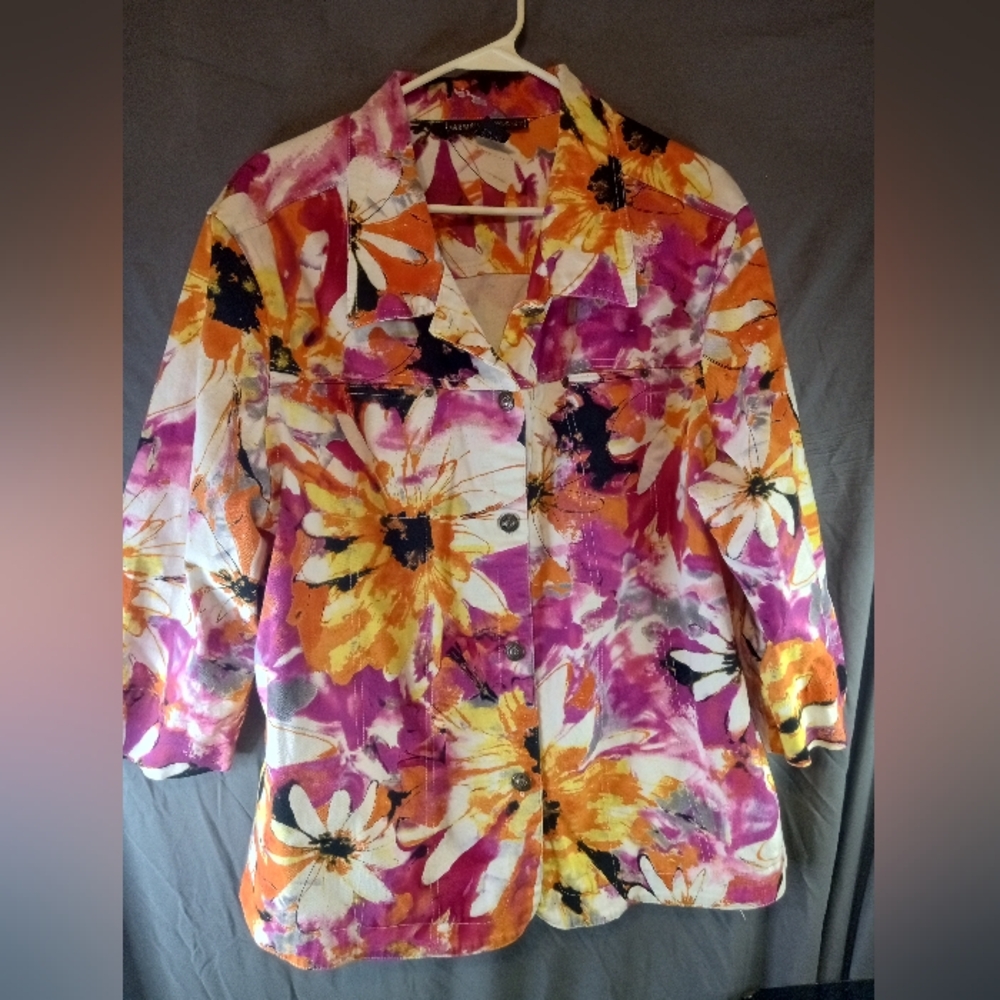 Mirror Image Floral Picasso Colorful Plus Size Women's Jacket